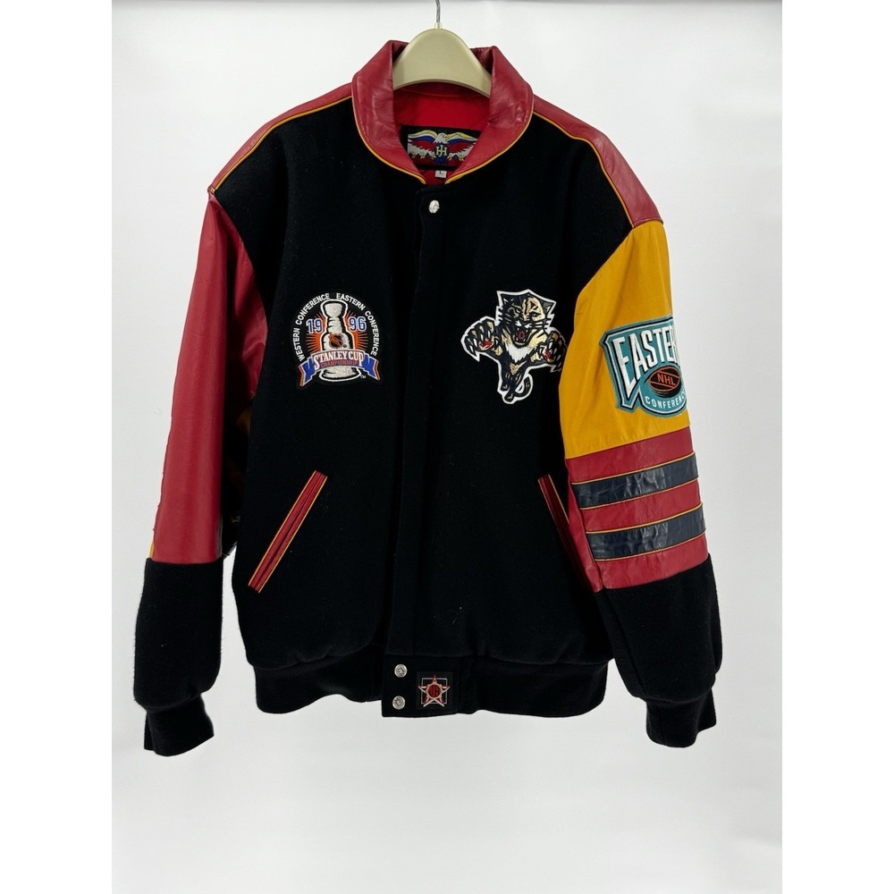 Vintage Rare Florida Panthers Jeff Hamilton Jacket Size Large Playoffs Patch